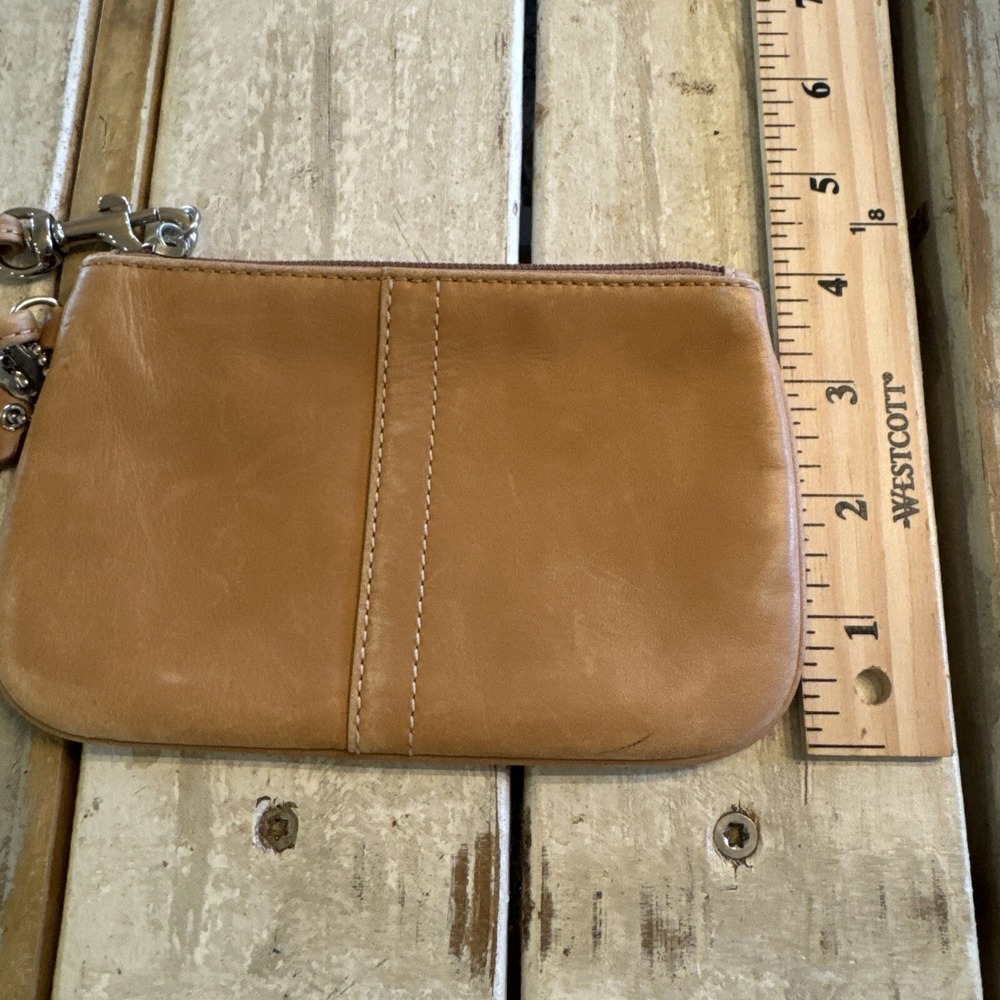 Vintage Coach Tan Smooth Leather Wristlet Small Wrist Wallet Bag - Picture 9 of 15